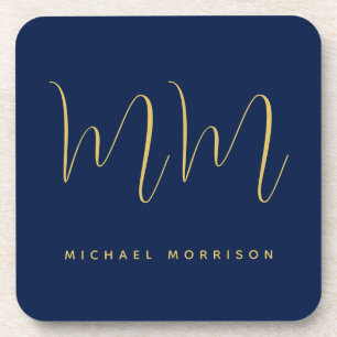 Blue Gold Colours Professional Initial Letters Nam Coaster