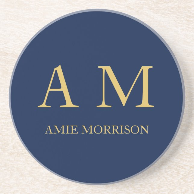 Blue Gold Colours Professional Initial Letters Nam Coaster (Front)