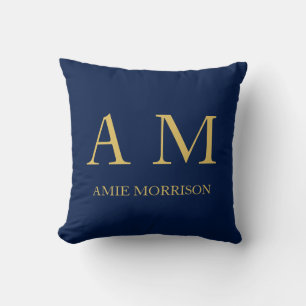 Blue Gold Colours Professional Initial Letters Nam Cushion