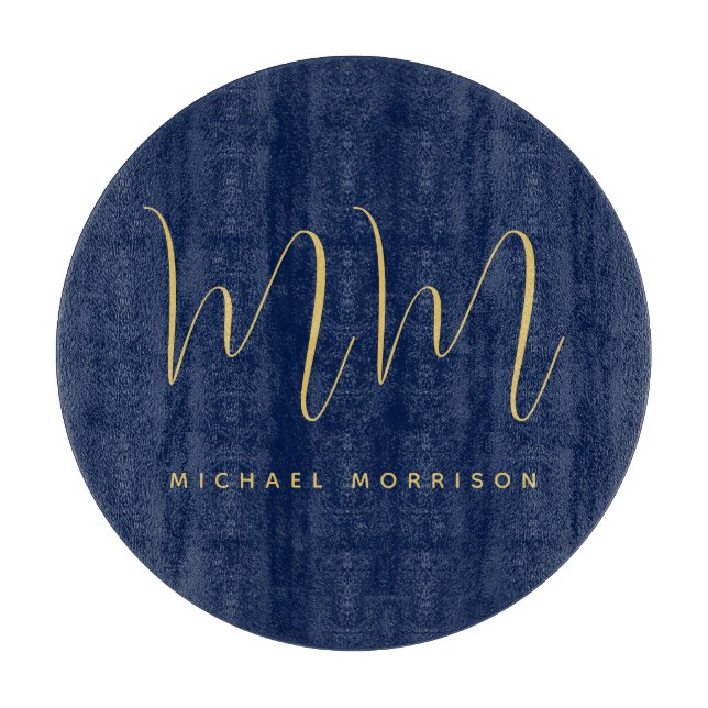 Blue Gold Colours Professional Initial Letters Nam Cutting Board (Front)