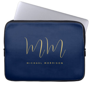Blue Gold Colours Professional Initial Letters Nam Laptop Sleeve