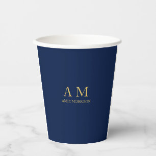 Blue Gold Colours Professional Initial Letters Nam Paper Cups