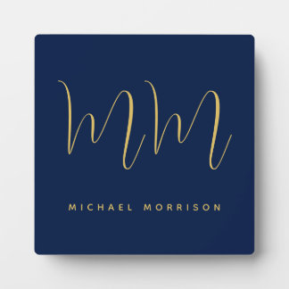 Blue Gold Colours Professional Initial Letters Nam Plaque