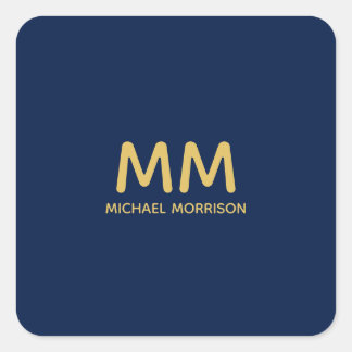 Blue Gold Colours Professional Initial Letters Nam Square Sticker