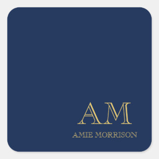 Blue Gold Colours Professional Initial Letters Nam Square Sticker
