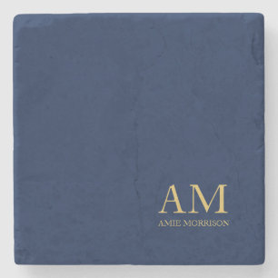 Blue Gold Colours Professional Initial Letters Nam Stone Coaster