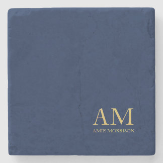 Blue Gold Colours Professional Initial Letters Nam Stone Coaster