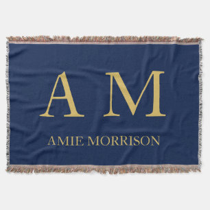 Blue Gold Colours Professional Initial Letters Nam Throw Blanket