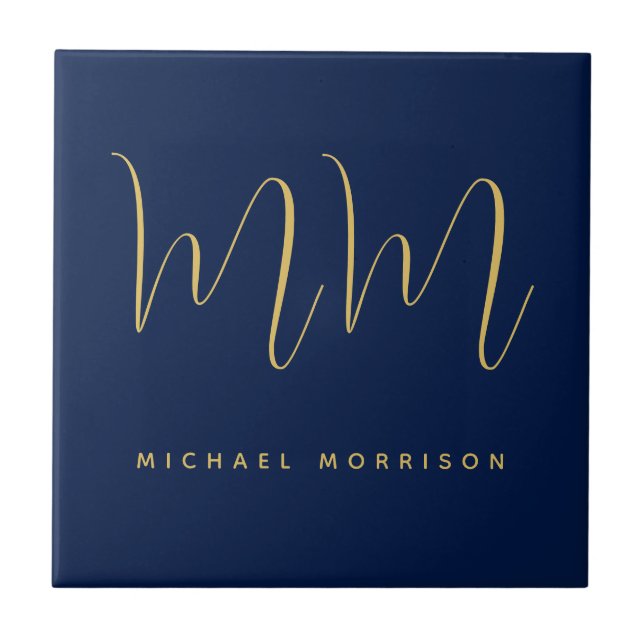 Blue Gold Colours Professional Initial Letters Nam Tile (Front)