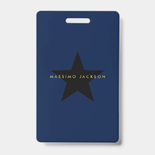 Blue Gold Colours Professional Trendy Black Star ID Badge