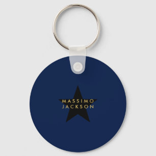 Blue Gold Colours Professional Trendy Black Star Key Ring