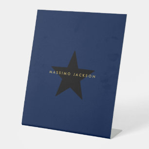 Blue Gold Colours Professional Trendy Black Star Pedestal Sign