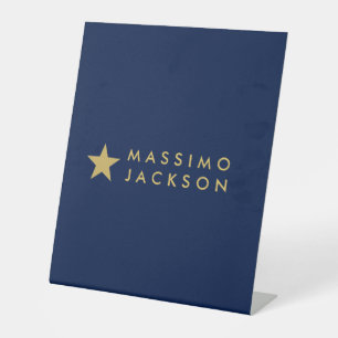 Blue Gold Colours Professional Trendy Gold Star Pedestal Sign