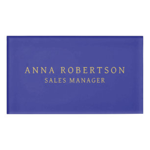 Blue Gold Colours Professional Trendy Minimalist Name Tag
