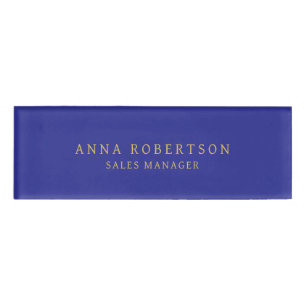 Blue Gold Colours Professional Trendy Minimalist Name Tag