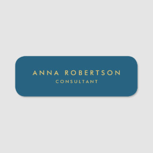 Blue Gold Colours Professional Trendy Minimalist Name Tag