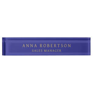 Blue Gold Colours Professional Trendy Minimalist Nameplate