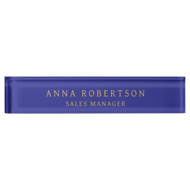 Blue Gold Colours Professional Trendy Minimalist Nameplate (Front)