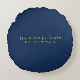Blue Gold Colours Professional Trendy Minimalist Round Cushion