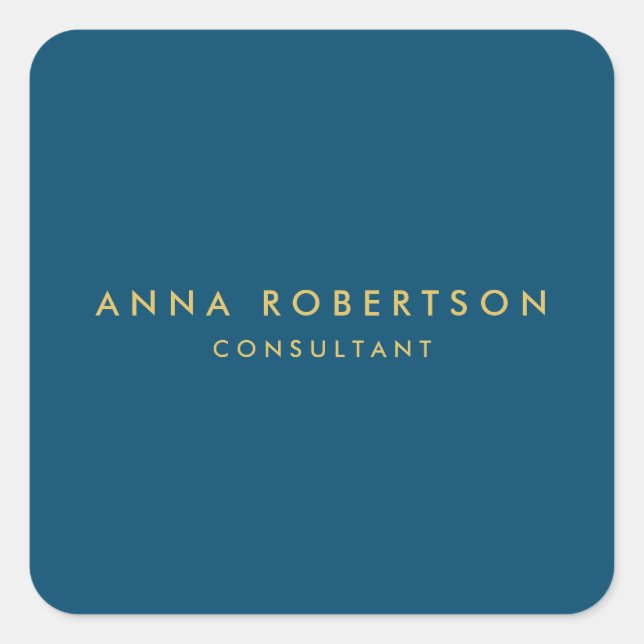 Blue Gold Colours Professional Trendy Minimalist Square Sticker (Front)