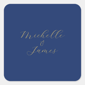 Blue & Gold Colours Professional Trendy Modern Nam Square Sticker