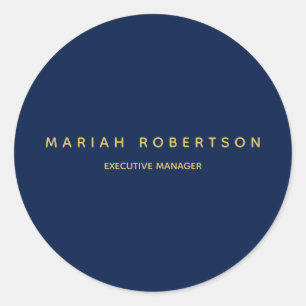 Blue Gold Colours Professional Trendy Modern Plain Classic Round Sticker