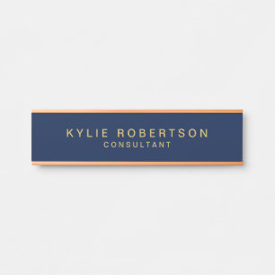 Blue Gold Colours Professional Trendy Modern Plain Door Sign
