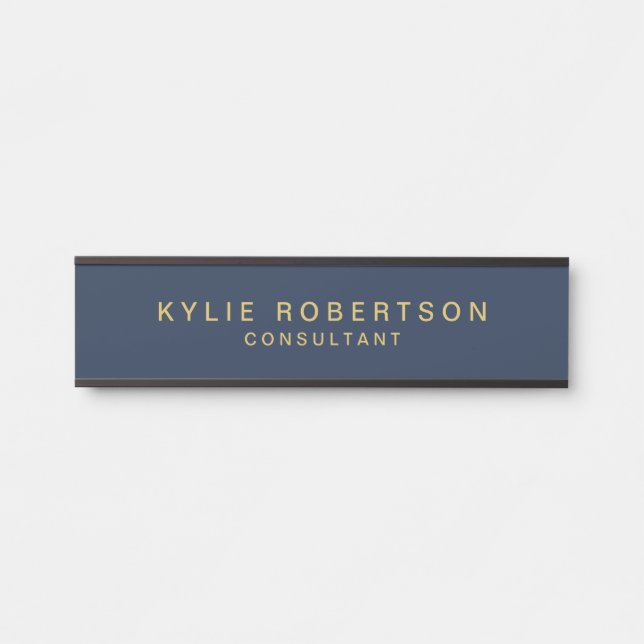 Blue Gold Colours Professional Trendy Modern Plain Door Sign (Front)