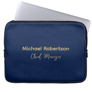 Blue Gold Colours Professional Trendy Modern Plain Laptop Sleeve