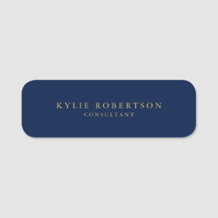 Blue Gold Colours Professional Trendy Modern Plain Name Tag