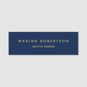 Blue Gold Colours Professional Trendy Modern Plain Name Tag
