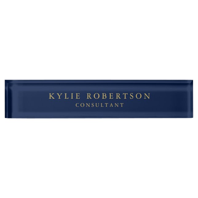 Blue Gold Colours Professional Trendy Modern Plain Nameplate (Front)