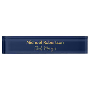 Blue Gold Colours Professional Trendy Modern Plain Nameplate
