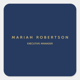 Blue Gold Colours Professional Trendy Modern Plain Square Sticker