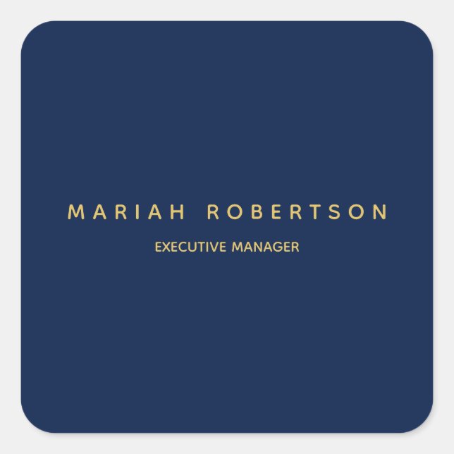 Blue Gold Colours Professional Trendy Modern Plain Square Sticker (Front)