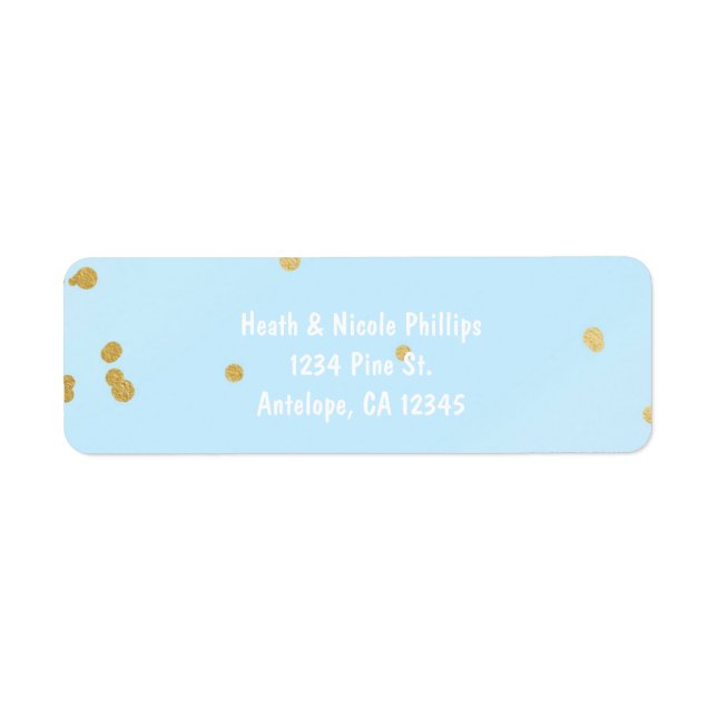 Blue & Gold Confetti Dots Modern Address label (Front)
