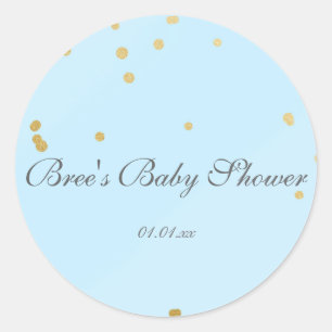 Blue & Gold Confetti Glam Shower Favour Sticker
