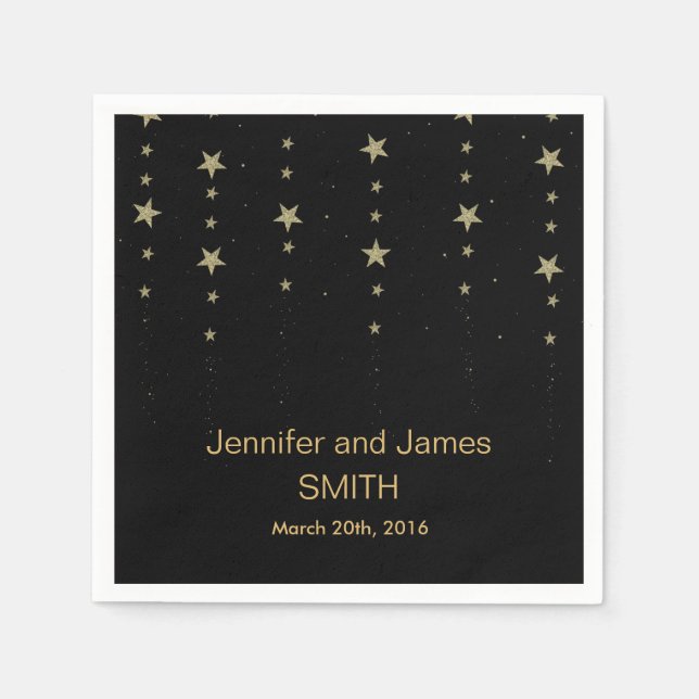 Blue Gold Confetti Glitter Napkins (Front)