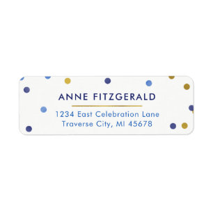 Blue & Gold Confetti Return Address Labels