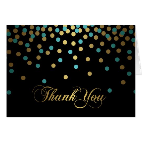 Blue & Gold Confetti Thank You Card