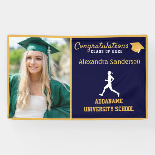 Blue Gold Congratulation Runner Graduate Banner