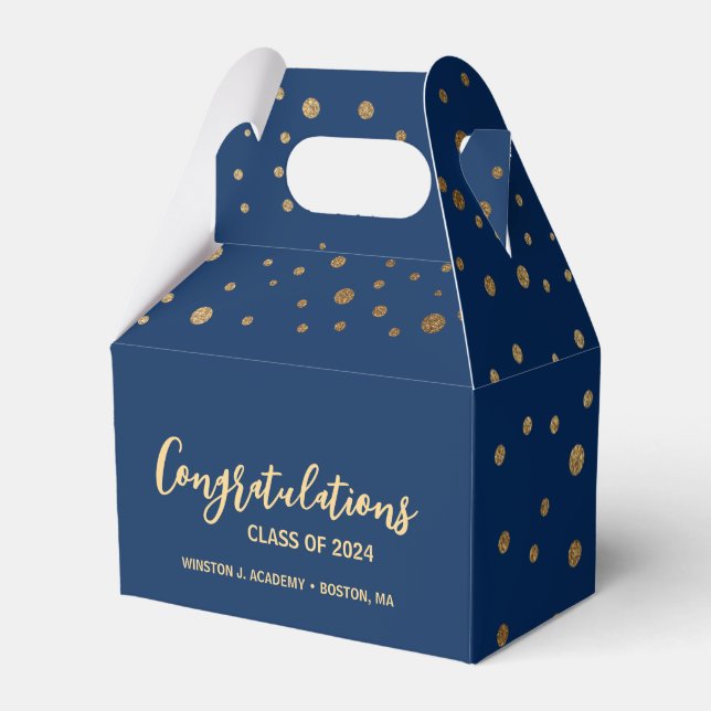 Blue gold Congratulations class of 2024 graduation Favour Box (Front Side)