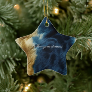 Blue Gold Cowhide Ceramic Tree Decoration