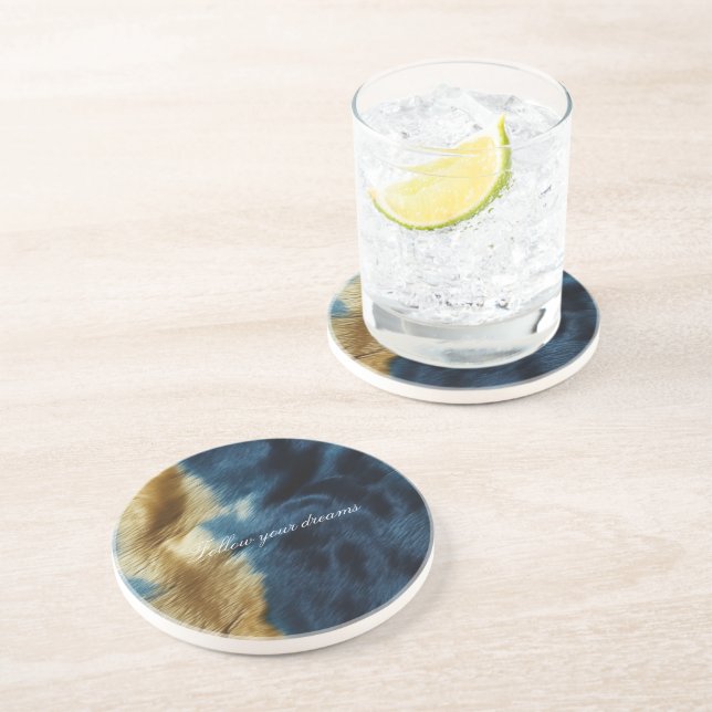 Blue Gold Cowhide Coaster (Side)