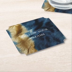 Blue Gold Cowhide Paper Coaster