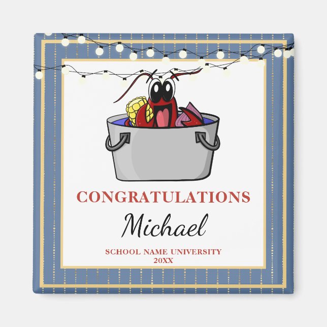Blue Gold Crawfish Boil Graduation Party Magnet (Front)