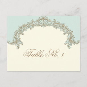 Blue Gold Cream Vintage Frame Table Number Postcard
