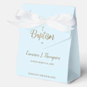 Blue gold cross Baby Baptism Thank you Custom Favour Box