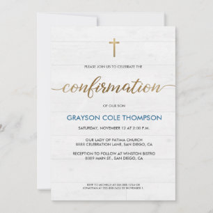 Blue Gold cross Customisable Boy Confirmation