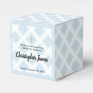 Blue Gold Cross Personalised Baby Boy baptism Favour Box